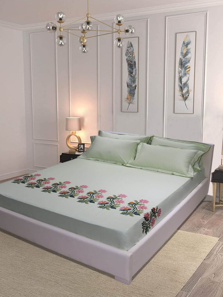 petals embroidery bed sheet category